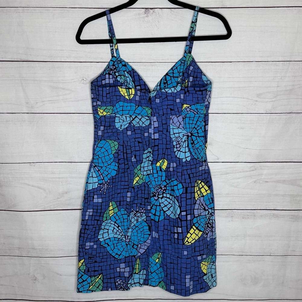Floral Mosaic Blue Dress Size 6 - Picture 2 of 9